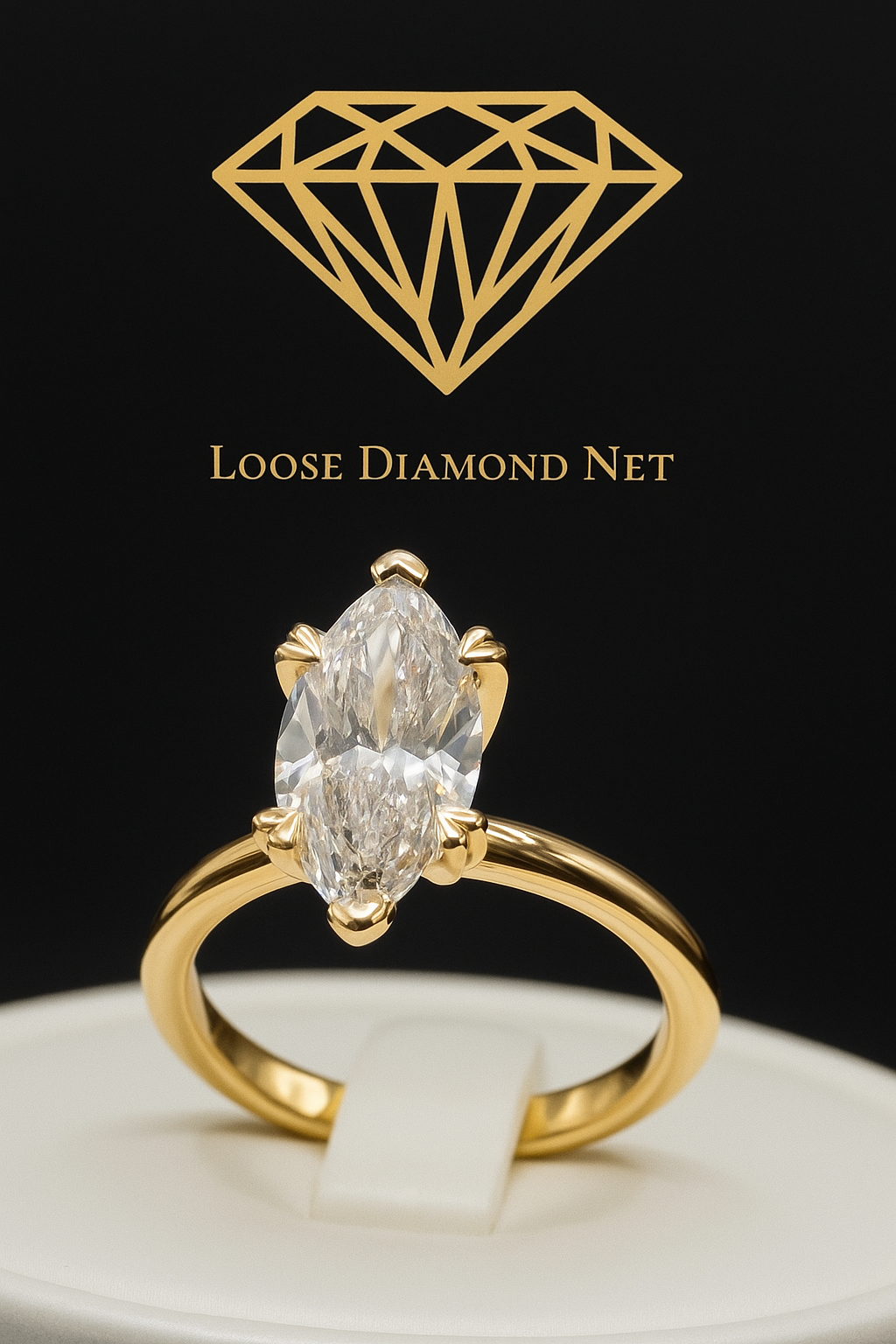 Marquise solitaire - 3 ct Lab Diamond Engagement Ring