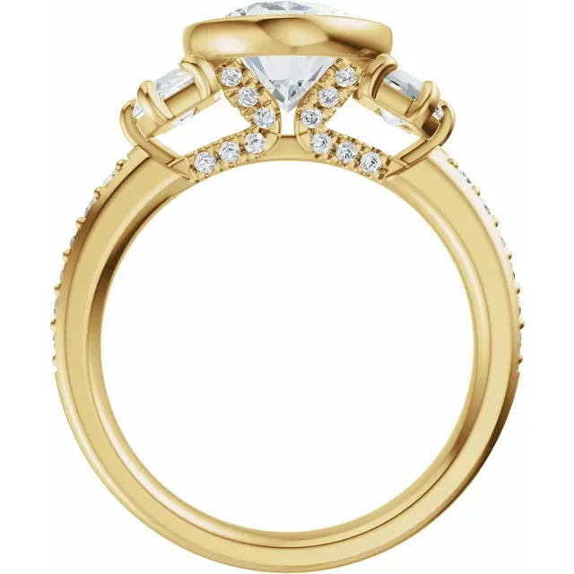 14K Yellow Gold 9x7 mm Oval Diamond Engagement Ring