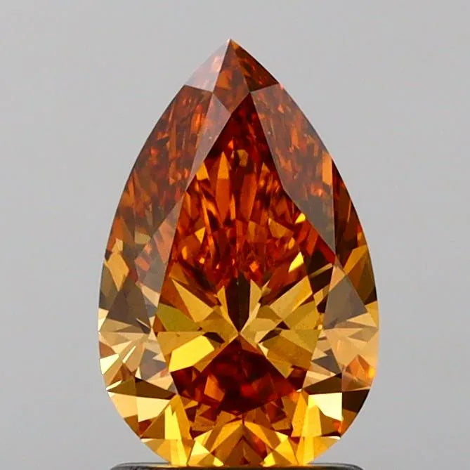 Pear Lab Grown Diamond (Colour Fancy Vivid Yellowish Orange