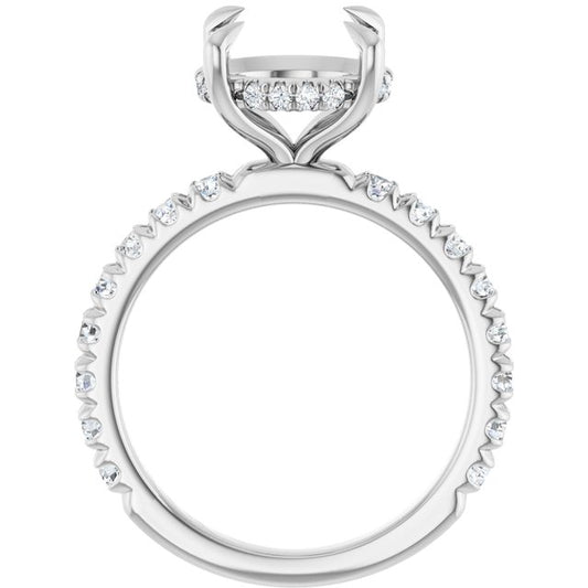 14K White Gold Round Engagement Ring Setting