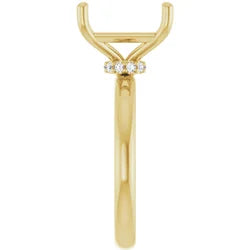 14k Yellow Gold Emerald Mounting With Wrapped Hidden Halo