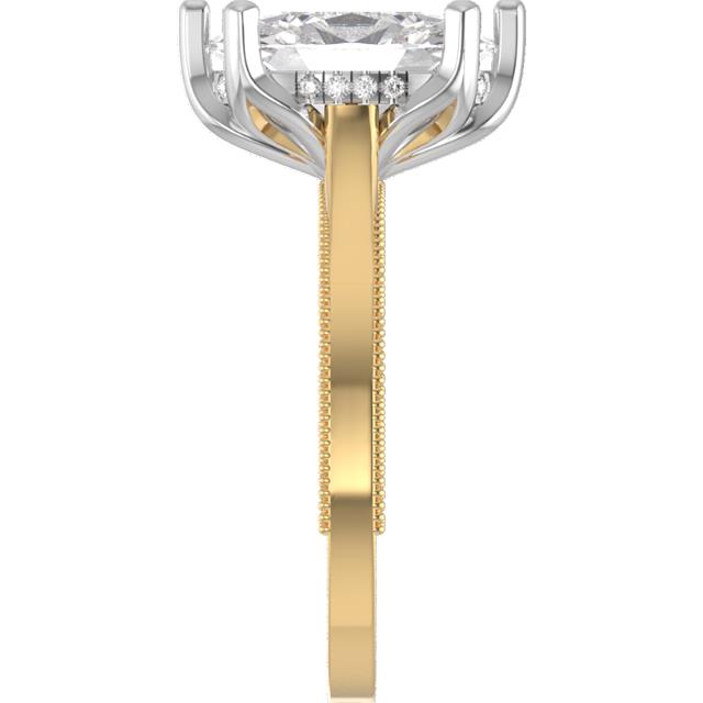 Custom 14K Two-Tone Gold Cathedral Oval Engagement Ring Mounting