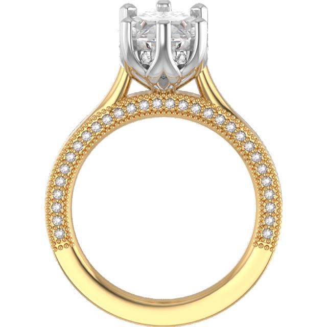 Custom 14K Two-Tone Gold Cathedral Oval Engagement Ring Mounting