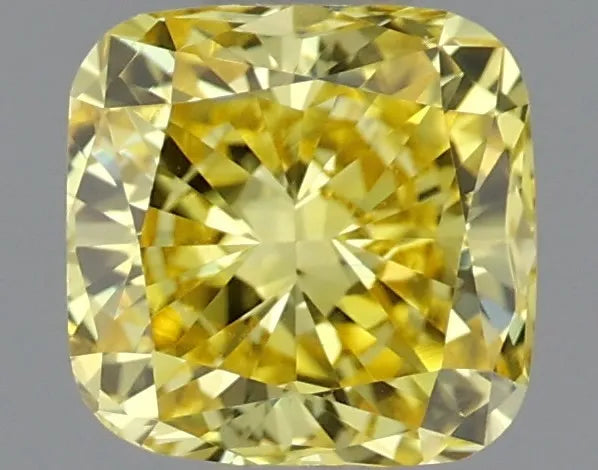 0.50ct Cushion modified Lab Grown Diamond (Colour Fancy Vivid Yellow, Clarity VVS2, IGI Certified)