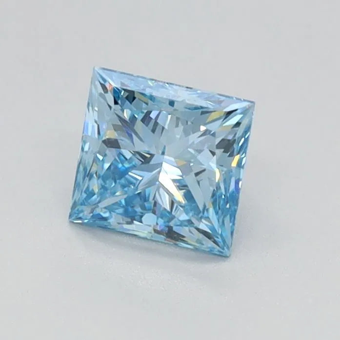 0.52ct Princess Lab Grown Diamond (Colour Fancy Vivid Blue, Clarity VVS2, IGI Certified)