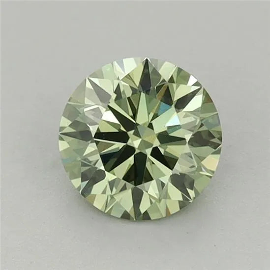 0.77ct Round Lab Grown Diamond (Colour Fancy Vivid Green, Clarity VVS2, Cut ID, IGI Certified)