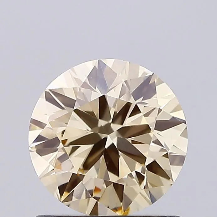 0.79ct Round Lab Grown Diamond (Colour Fancy Light Brownish Yellow, Clarity VS1, Cut EX, IGI Certified)