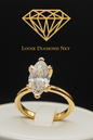 Marquise solitaire - 3 ct Lab Diamond Engagement Ring