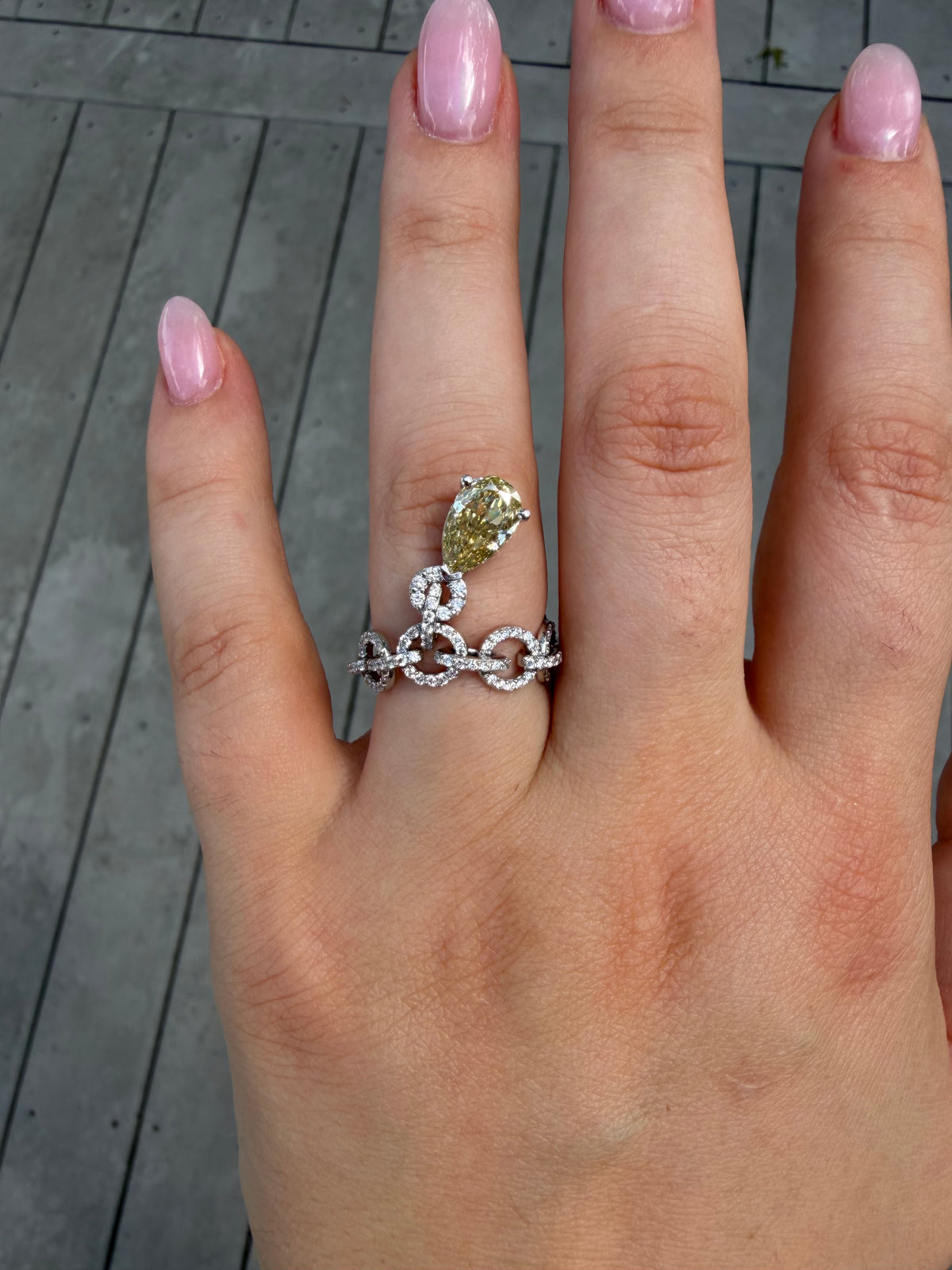 Custom Signature Diamond Chain Drop Ring