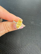 Half Moon & Moval Fancy Vivid Yellow Lab Diamond Ring – 2.01 CT – Ready to Ship