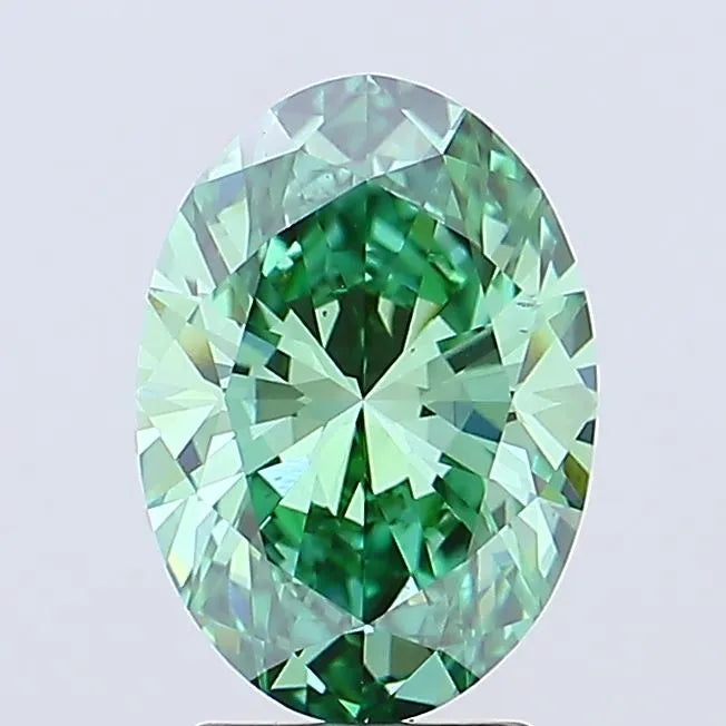 3.04ct Oval Lab Grown Diamond (Colour Fancy Vivid Green, Clarity VS1, IGI Certified)