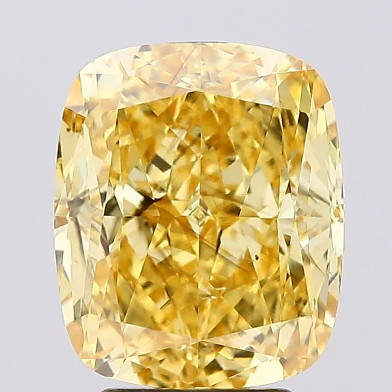 4.45ct Cushion modified Lab Grown Diamond (Colour Fancy Vivid Yellow, Clarity SI1, IGI Certified)