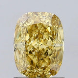 1.17ct Cushion brilliant Lab Grown Diamond (Colour Fancy Vivid Brownish Yellow, Clarity VS1, IGI Certified)