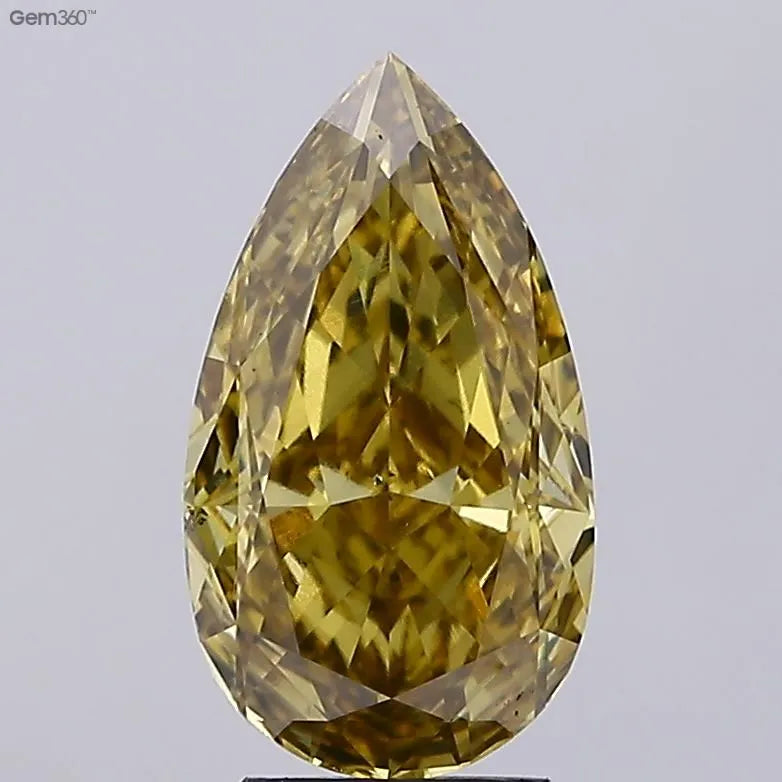 3.81ct Pear Lab Grown Diamond (Colour Fancy Vivid Gray Yellow, Clarity VS2, IGI Certified)