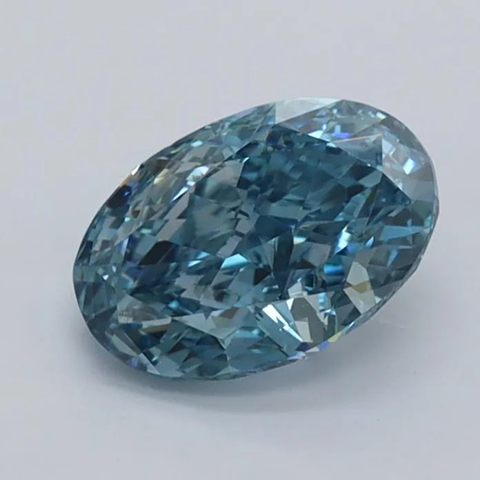 1.02ct Oval Lab Grown Diamond (Colour Fancy Vivid Blue, Clarity VS1, IGI Certified)