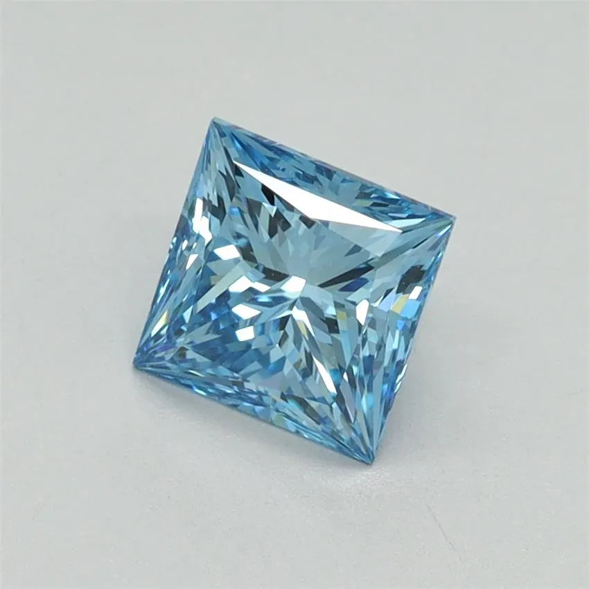1.08ct Princess Lab Grown Diamond (Colour Fancy Vivid Blue, Clarity VVS2, IGI Certified)