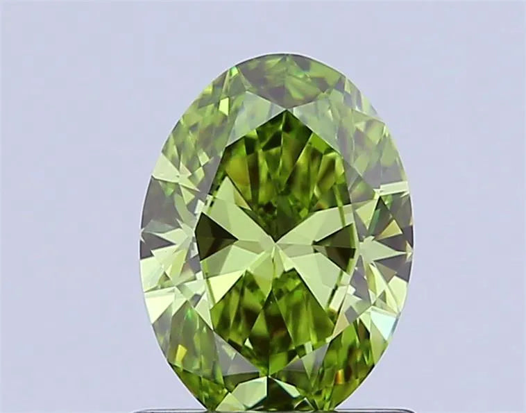 0.88ct Oval Lab Grown Diamond (Colour Fancy Vivid Green, Clarity VVS2, IGI Certified)