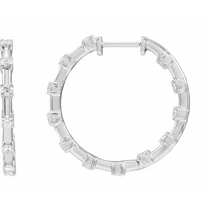 14K White Gold Lab-Grown Diamond Hoop Earrings – 1 CTW