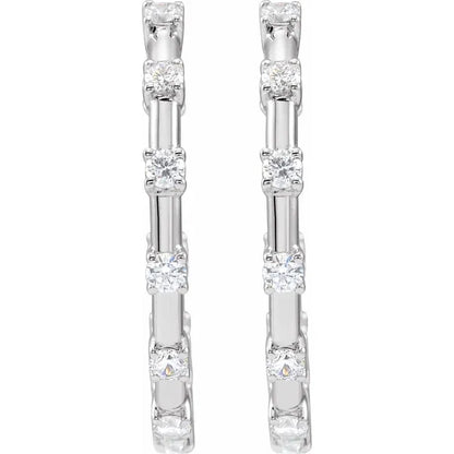 14K White Gold Lab-Grown Diamond Hoop Earrings – 1 CTW