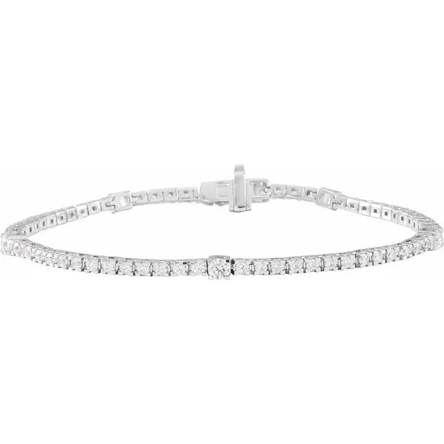 14K White Gold 1.75 CTW Lab-Grown Diamond Tennis Bracelet – 7"