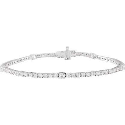 14K White Gold 1.75 CTW Lab-Grown Diamond Tennis Bracelet – 7"