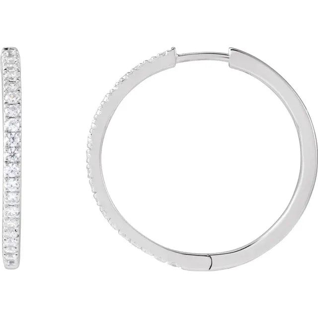 14K Gold 1/2 CTW Lab-Grown Diamond Hoop Earrings – 22.9 mm (Pair)