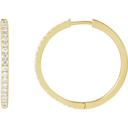 14K Gold 1/2 CTW Lab-Grown Diamond Hoop Earrings – 22.9 mm (Pair)