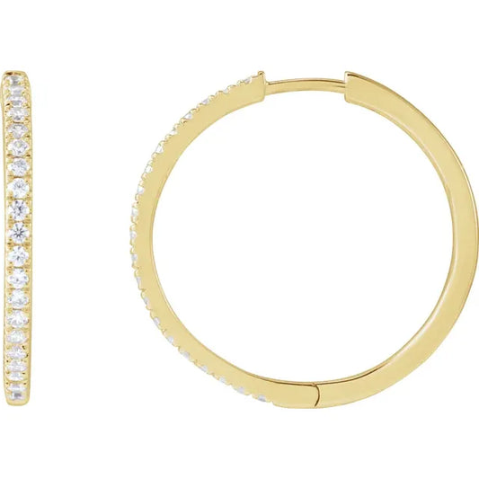 14K Gold 1/2 CTW Lab-Grown Diamond Hoop Earrings – 22.9 mm (Pair)
