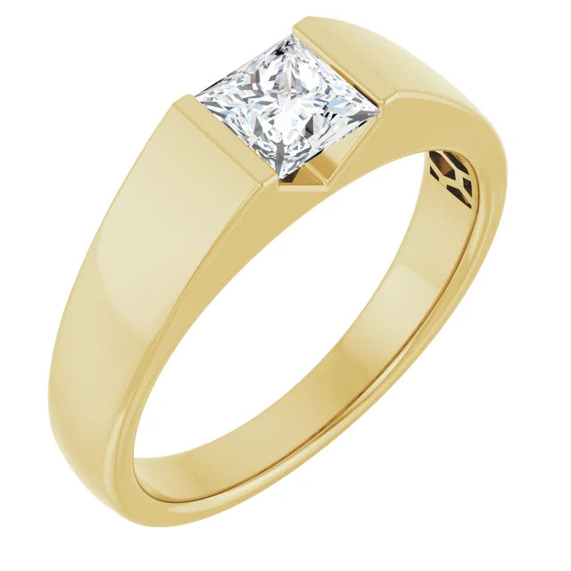14K ყვითელი 1 CT Lab-Grown კვადრატული ბრილიანტის ზოლი 