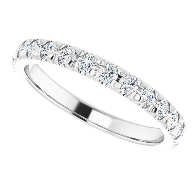 14K White Gold 1/2 CTW Round Diamond Half Eternity Band