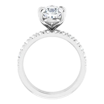 14K White Gold 3 3/8 CTW Pear Engagement Ring –  VVS Center Diamond Included (BAND NOT INCLUDED)