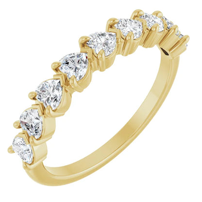 14K Yellow Gold Lab-Grown Diamond Heart Shape Anniversary Band – 0.90 CTW