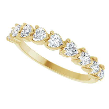 14K Yellow Gold Lab-Grown Diamond Heart Shape Anniversary Band – 0.90 CTW