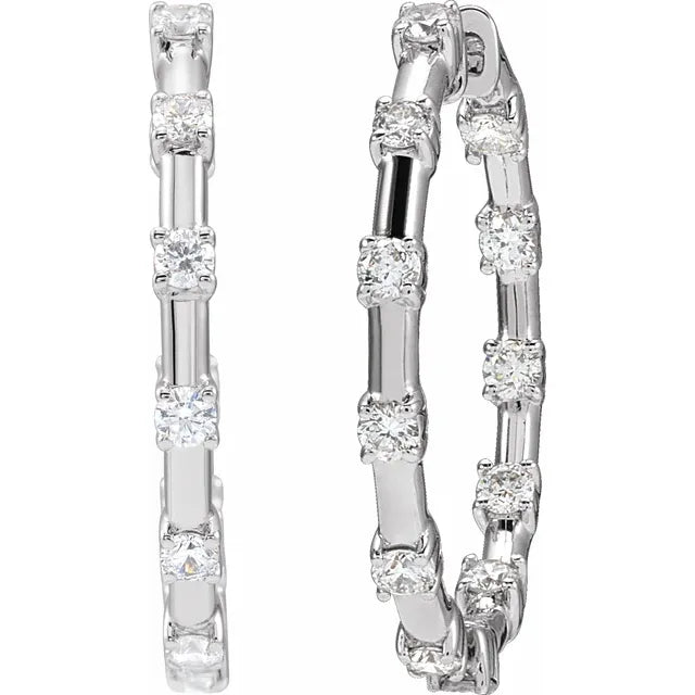 14K White Gold Lab-Grown Diamond Hoop Earrings – 1 CTW