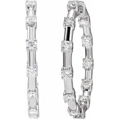 14K White Gold Lab-Grown Diamond Hoop Earrings – 1 CTW