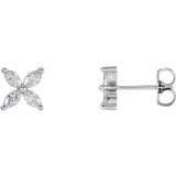 14K White Gold 1/2 CTW Natural Diamond Cluster Earrings – Marquise Cut