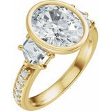 14K Yellow Gold 9x7 mm Oval Diamond Engagement Ring