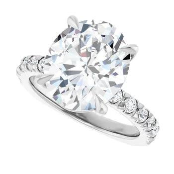 14K White Gold 5 CTW Oval Lab-Grown Diamond Engagement Ring