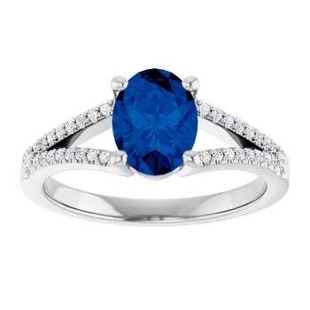14K White Gold Sapphire & 1 1/8 CTW Diamond Engagement Ring