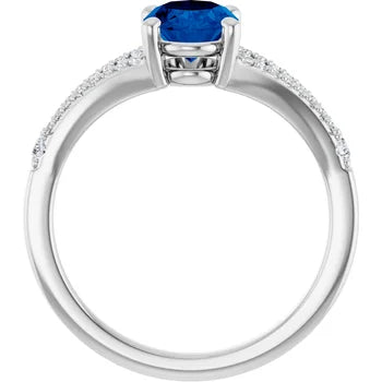 14K White Gold Sapphire & 1 1/8 CTW Diamond Engagement Ring