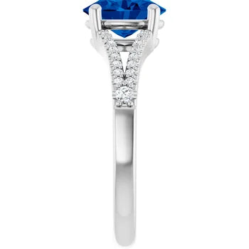 14K White Gold Sapphire & 1 1/8 CTW Diamond Engagement Ring