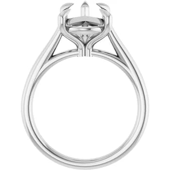 18K White Gold Pear Solitaire Engagement Ring Setting ( STONE NOT INCLUDED) – Fits 14×9 mm