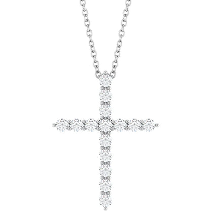 14K White Gold 1/2 CTW Natural Diamond Cross Necklace (16–18")