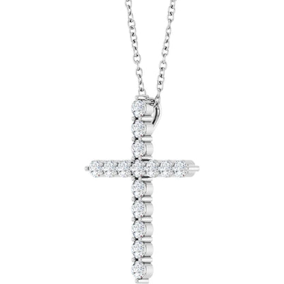 14K White Gold 1/2 CTW Natural Diamond Cross Necklace (16–18")