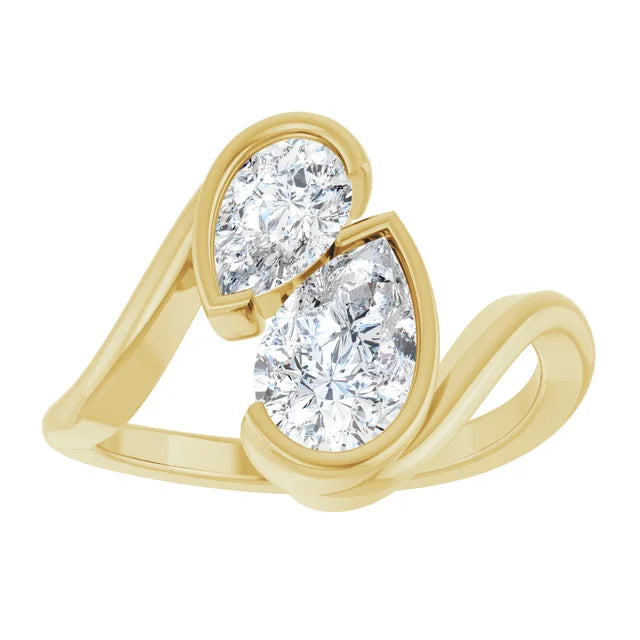 14K Yellow 1 1/2 CTW Lab-Grown Diamond Two-Stone Engagement Ring
