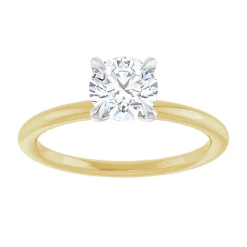 1 CT Two-Tone Round Solitaire Engagement Ring – 14K Yellow & White Gold | GIA Certified