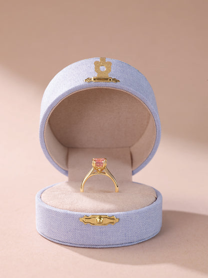 3 ct Fancy Pink Lab Diamond Ring 14K Yellow Gold