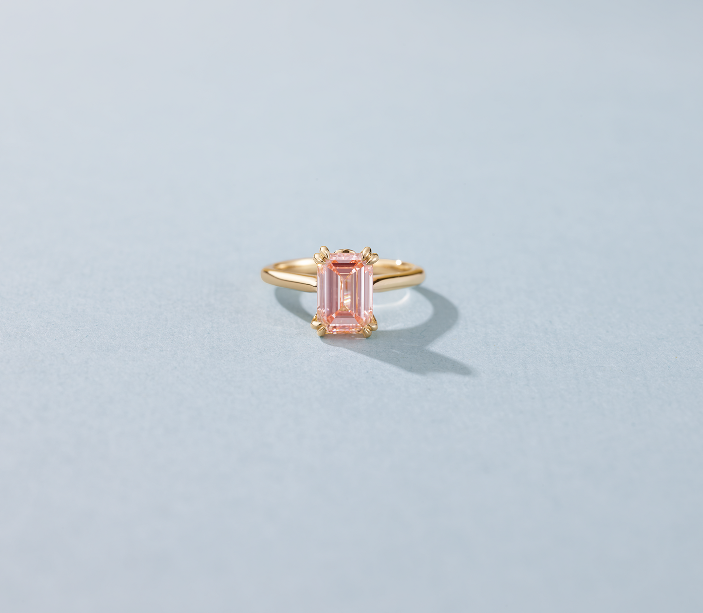 3 ct Fancy Pink Lab Diamond Ring 14K Yellow Gold