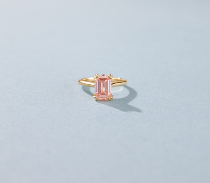 3 ct Fancy Pink Lab Diamond Ring 14K Yellow Gold