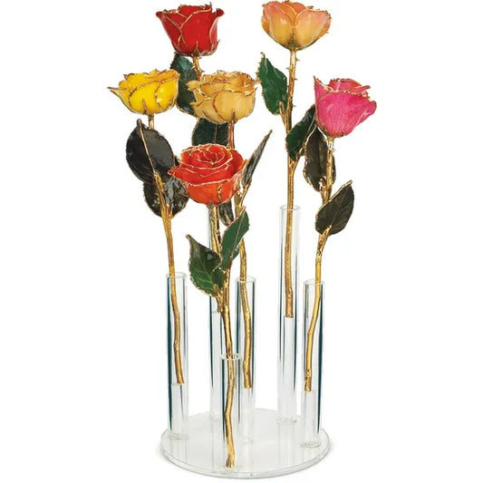 6 Gold-Plated Roses with Acrylic Display Stand